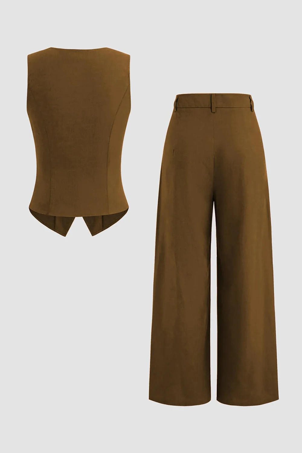 Costume de bal femme 2 pièces marine en satin sans manches - Image 10