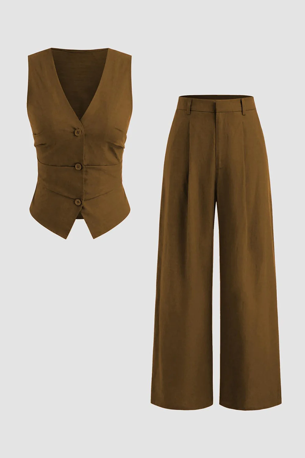 Costume de bal femme 2 pièces marine en satin sans manches - Image 9