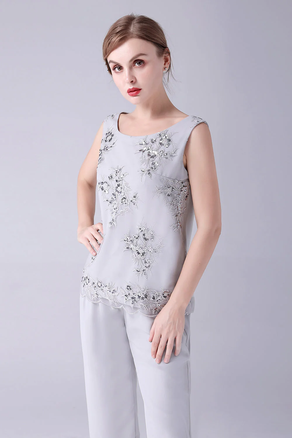 Marine 3 pièces mère de la mariée pantalon costumes avec Appliques - Image 11