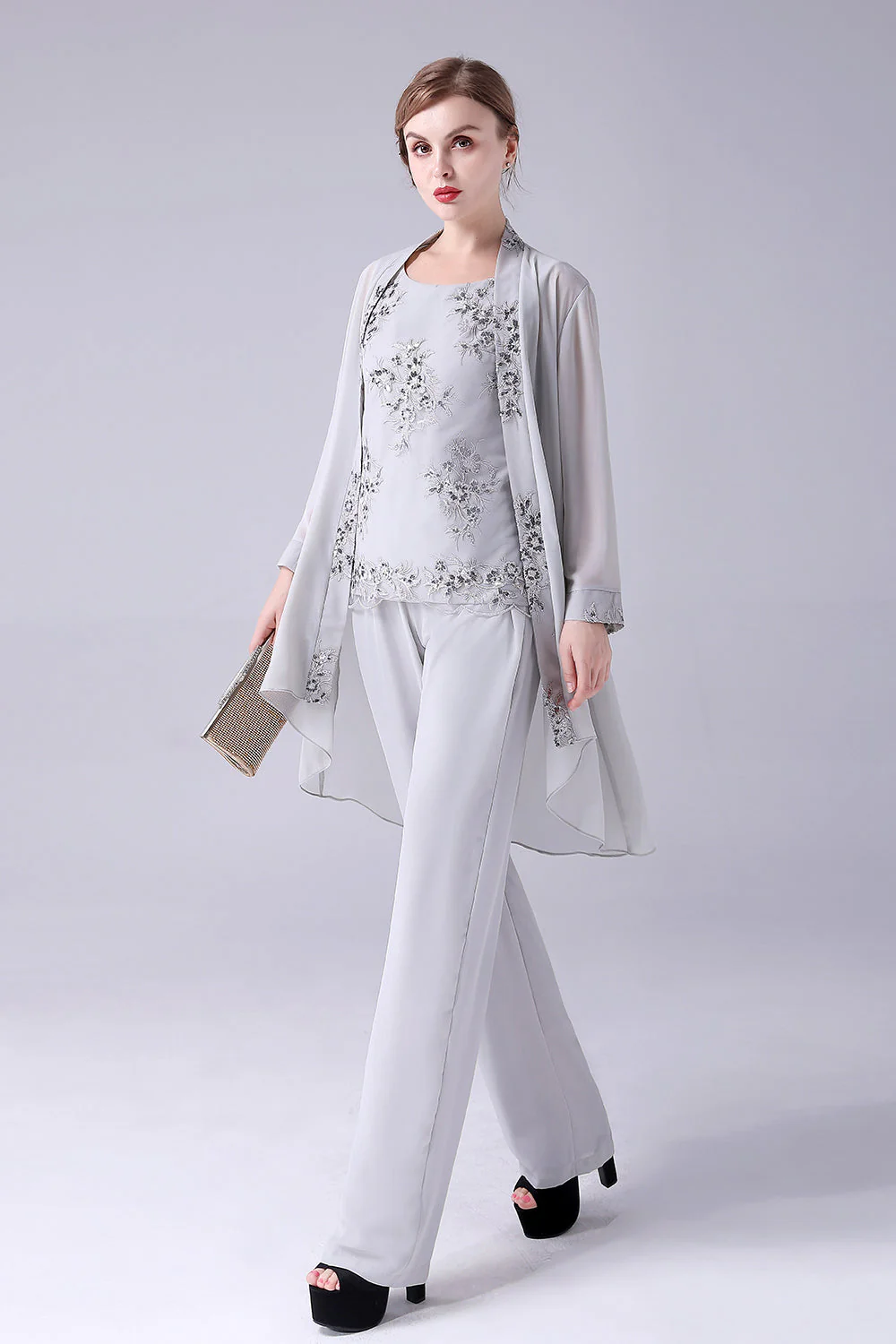 Marine 3 pièces mère de la mariée pantalon costumes avec Appliques - Image 7