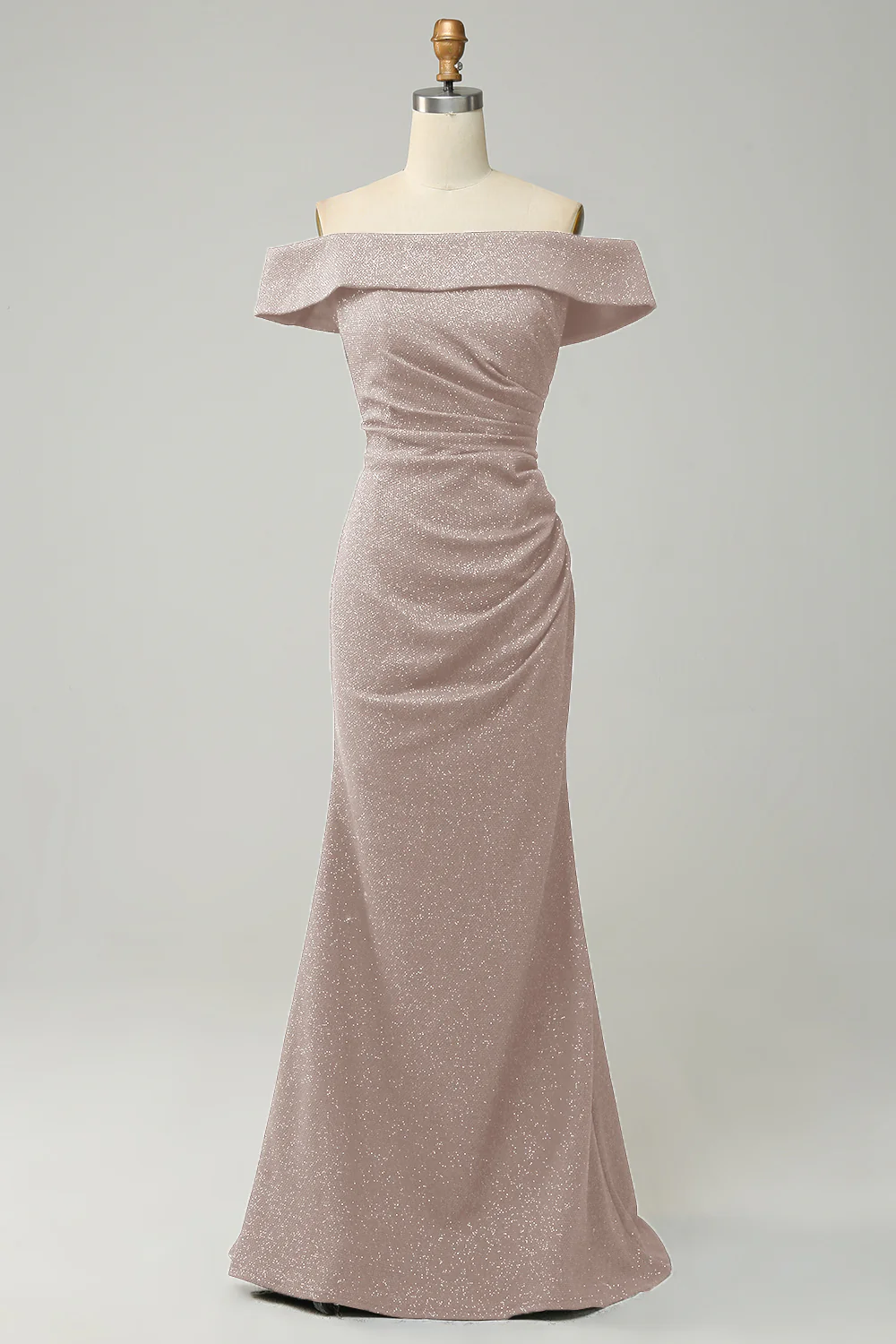 Marine Robe de demoiselle d'honneur longue fourreau scintillante à épaules dénudées - Image 7