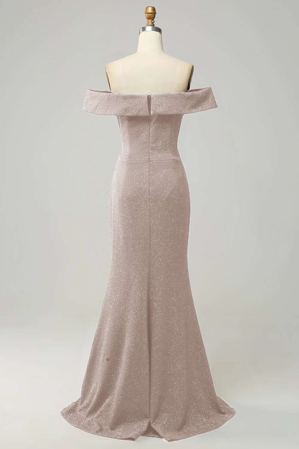 Marine Robe de demoiselle d'honneur longue fourreau scintillante à épaules dénudées - Image 8