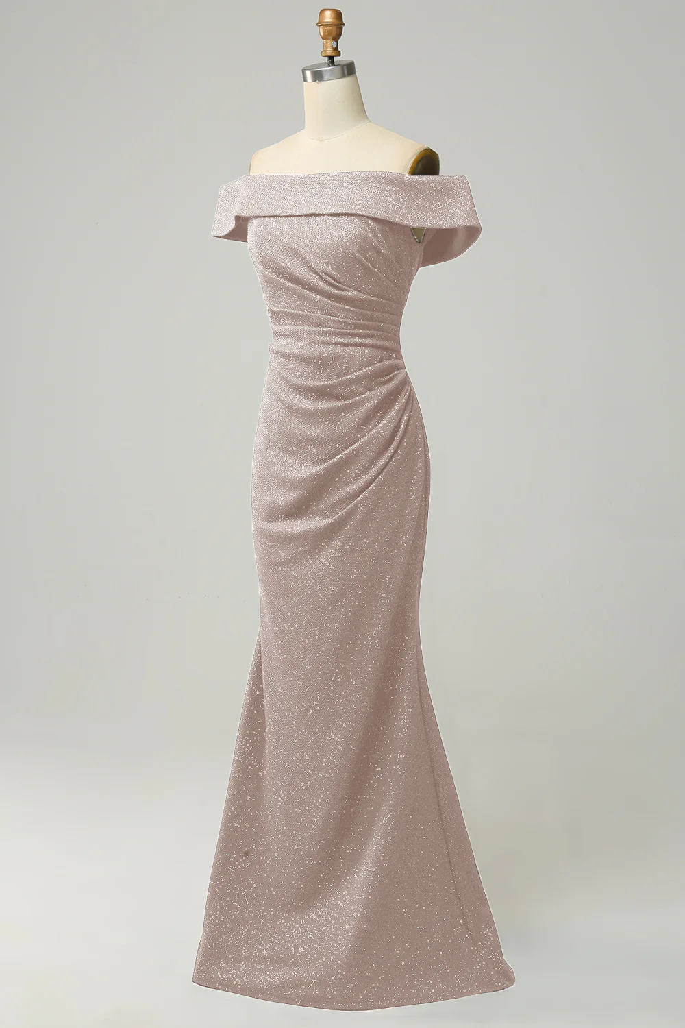 Marine Robe de demoiselle d'honneur longue fourreau scintillante à épaules dénudées - Image 9