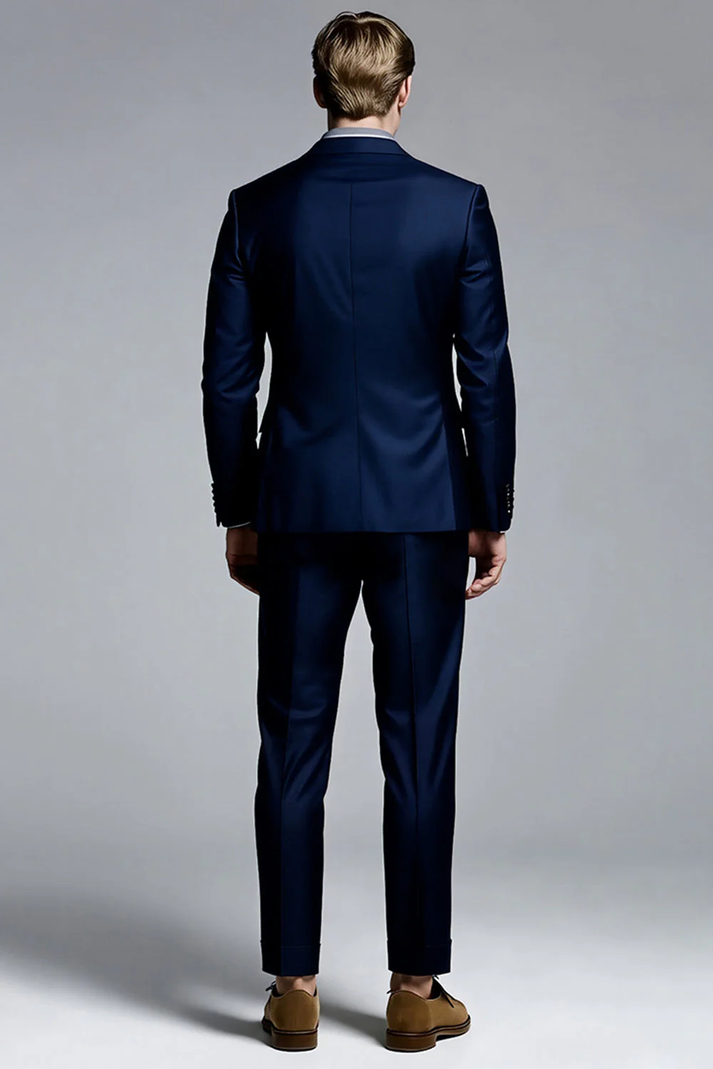 Marine revers cranté simple boutonnage hommes Formal Blazer - Image 3
