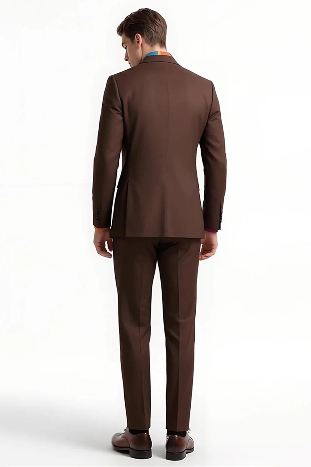 Marron Peak Lapel 2 pièces à simple boutonnage Costumes pour hommes - Image 2