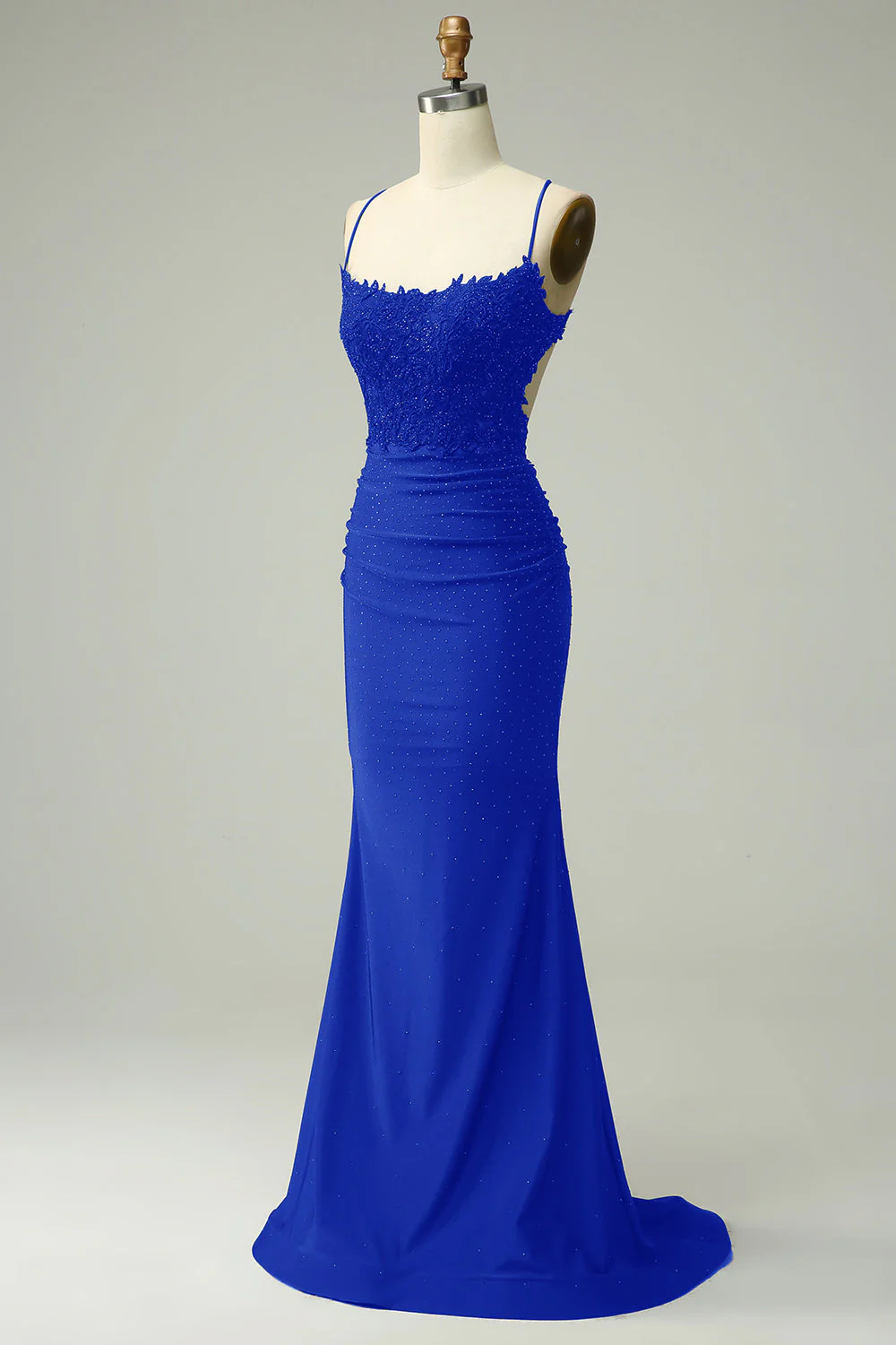 Robe de soirée sirène à col halter vert foncé avec appliques - Image 9
