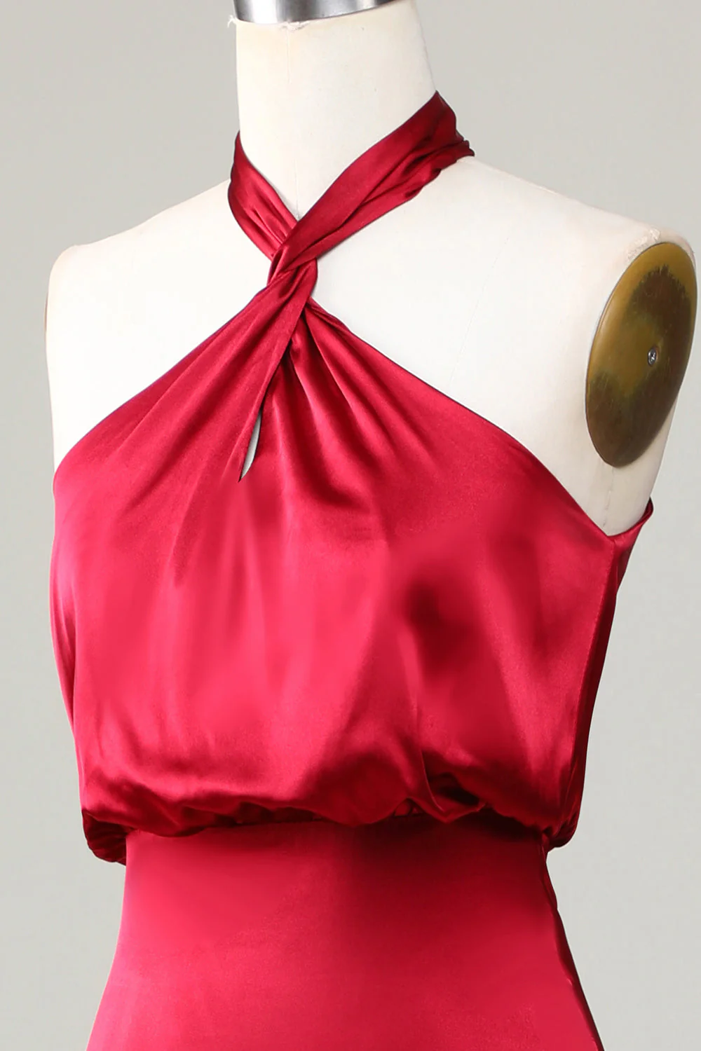 Mermaid Halter Robe de demoiselle d’honneur bordeaux sans manches - Image 6