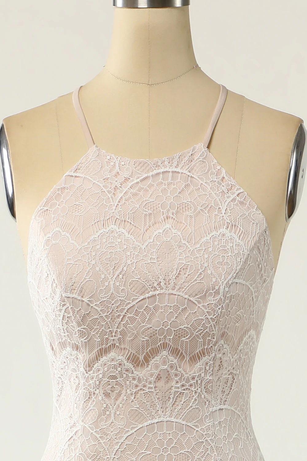 Mermaid Halter Robe de mariée en dentelle blanche avec sweep train - Image 4