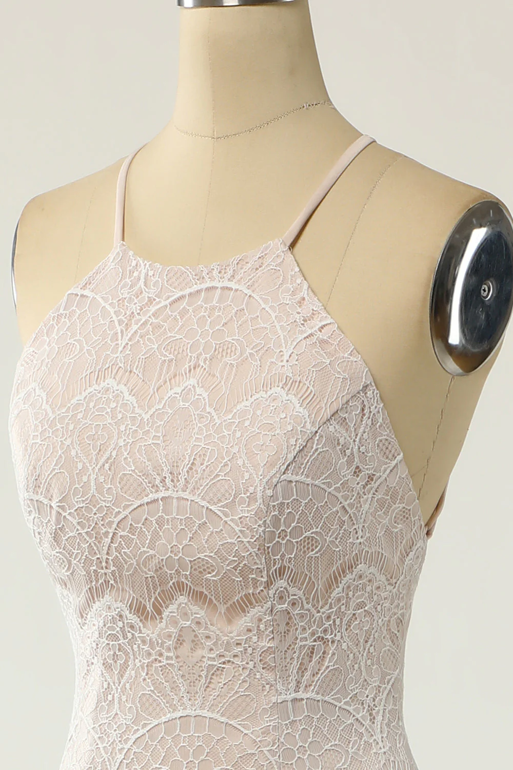 Mermaid Halter Robe de mariée en dentelle blanche avec sweep train - Image 5