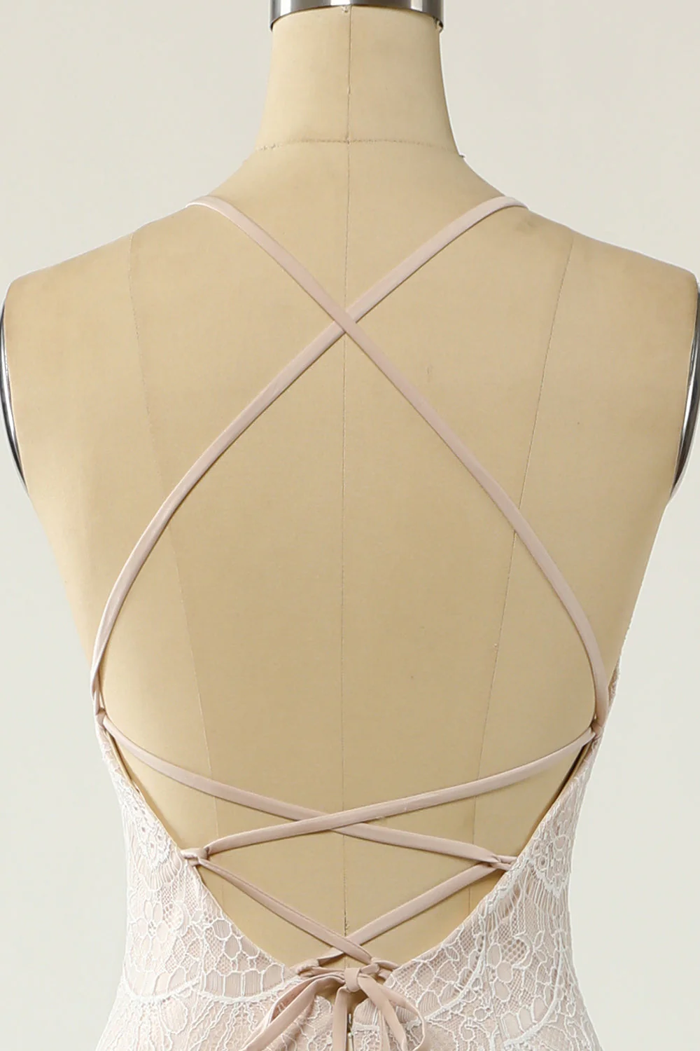 Mermaid Halter Robe de mariée en dentelle blanche avec sweep train - Image 6