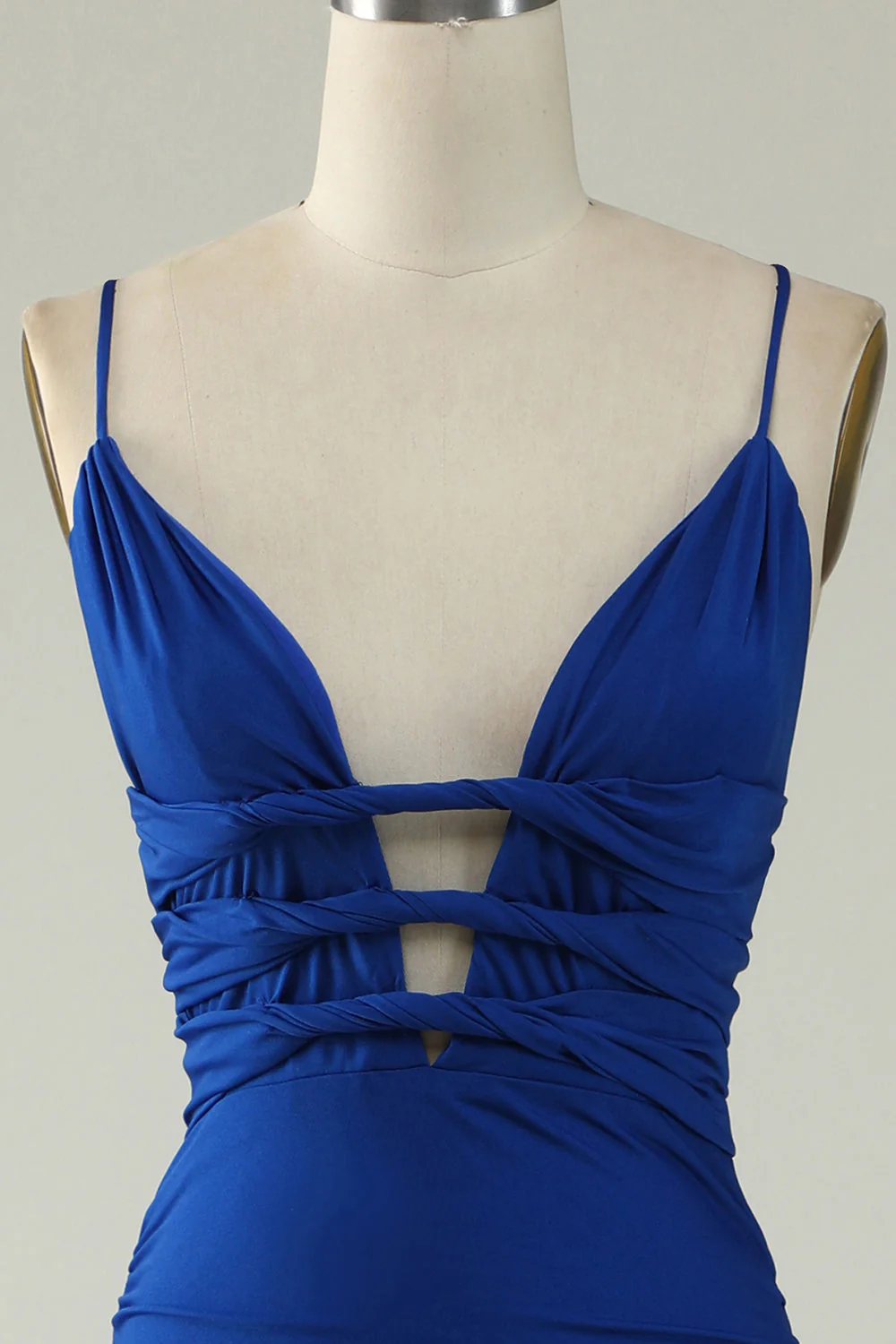 Mermaid Spaghetti Straps Royal Blue Plus Taille Robe de bal avec Criss Cross Back - Image 4