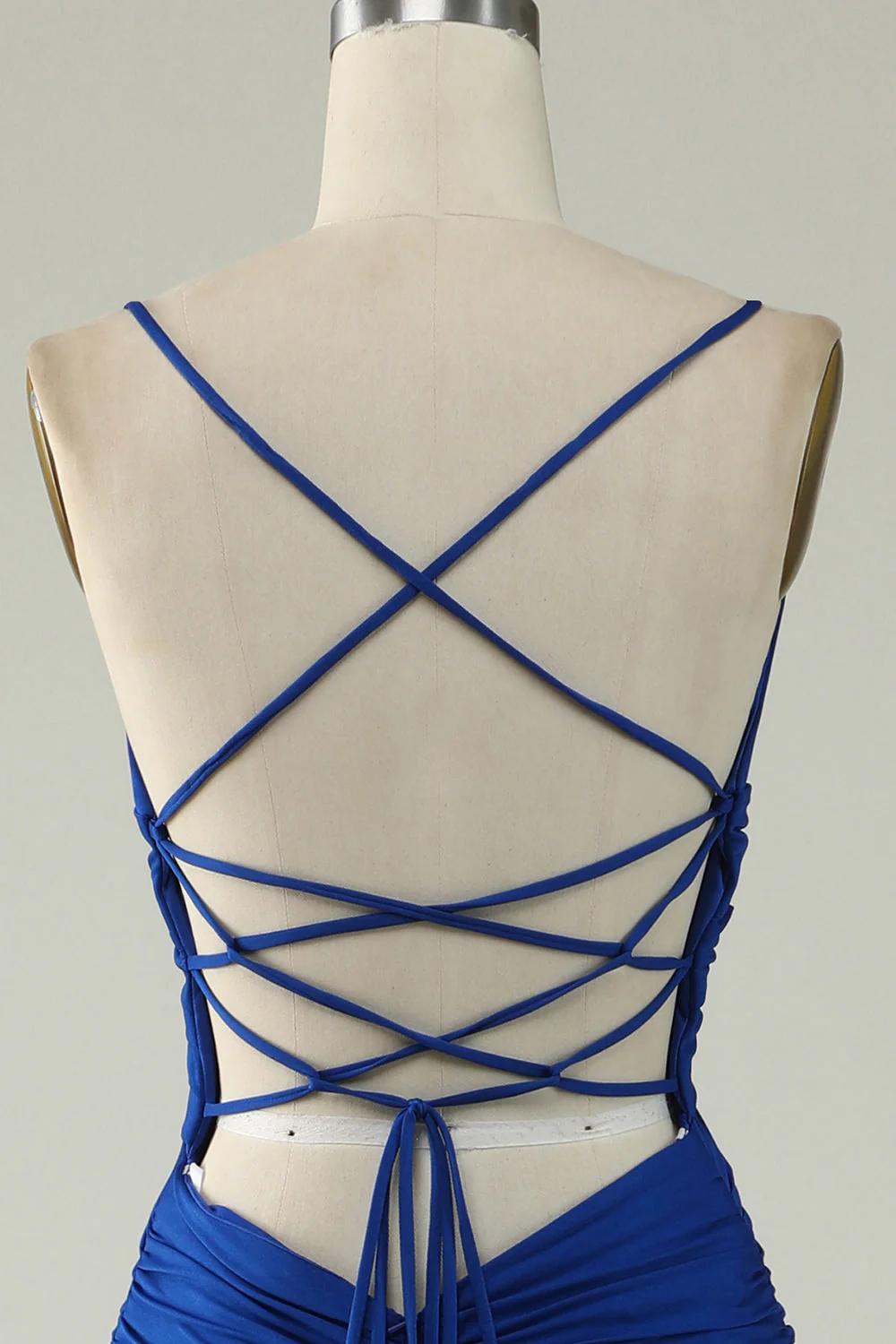 Mermaid Spaghetti Straps Royal Blue Plus Taille Robe de bal avec Criss Cross Back - Image 5