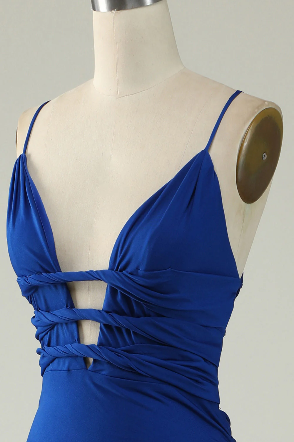Mermaid Spaghetti Straps Royal Blue Plus Taille Robe de bal avec Criss Cross Back - Image 6