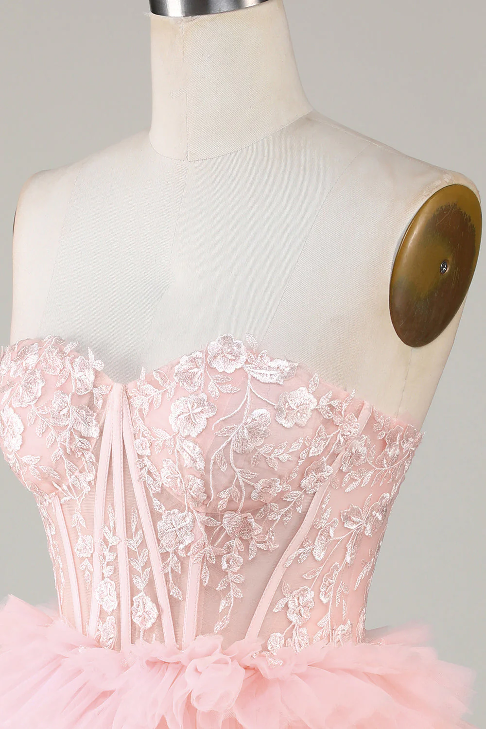 Mignon Corset A-Line Sweetheart Bleu Robe courte de cocktail à la maison avec volants - Image 12