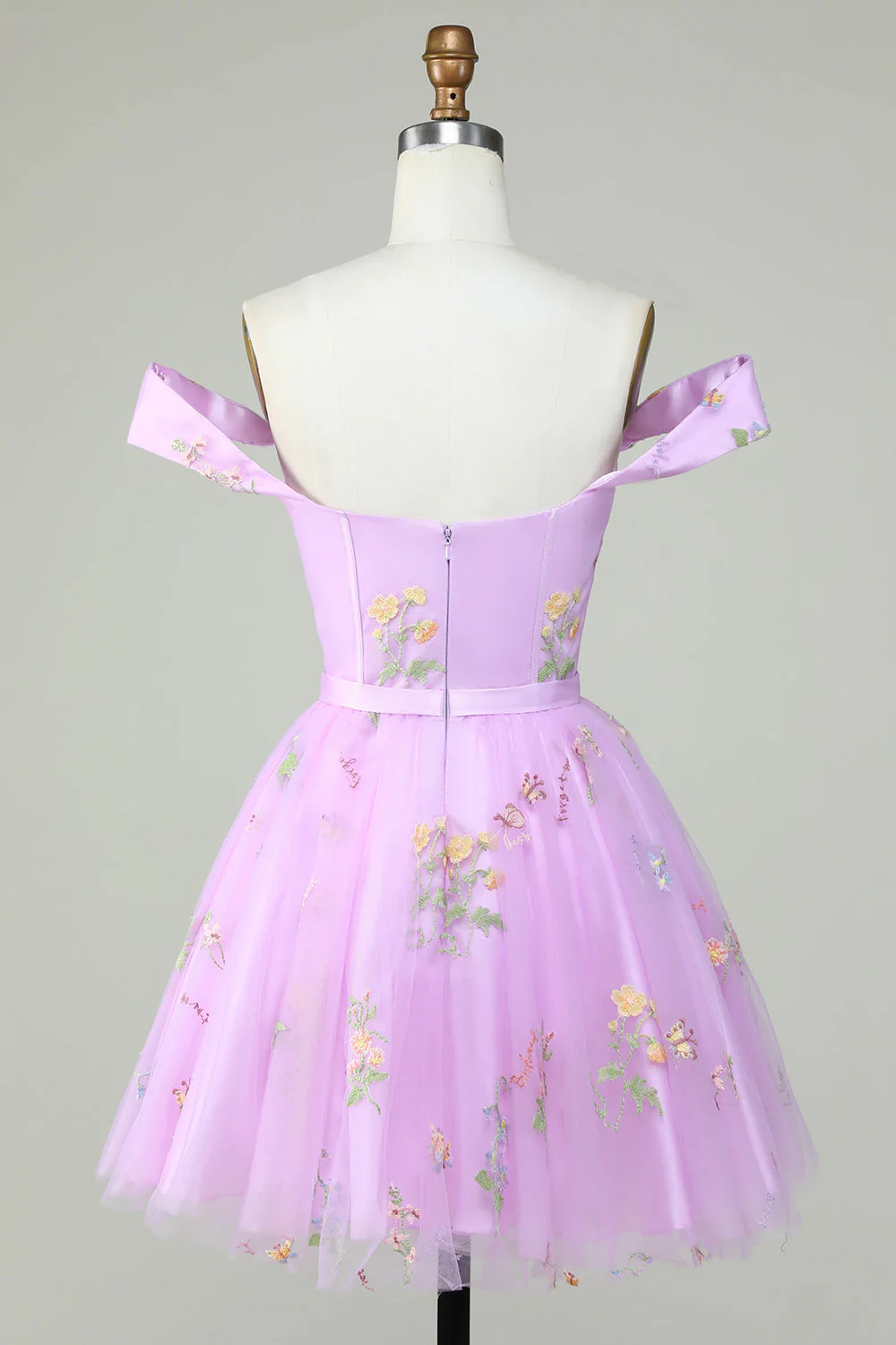 Mignon A Line Sweetheart Purple Robe courte de Cocktail avec broderie - Image 2