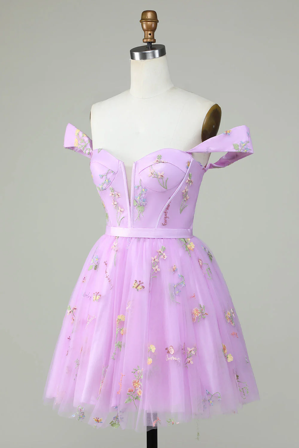Mignon A Line Sweetheart Purple Robe courte de Cocktail avec broderie - Image 3