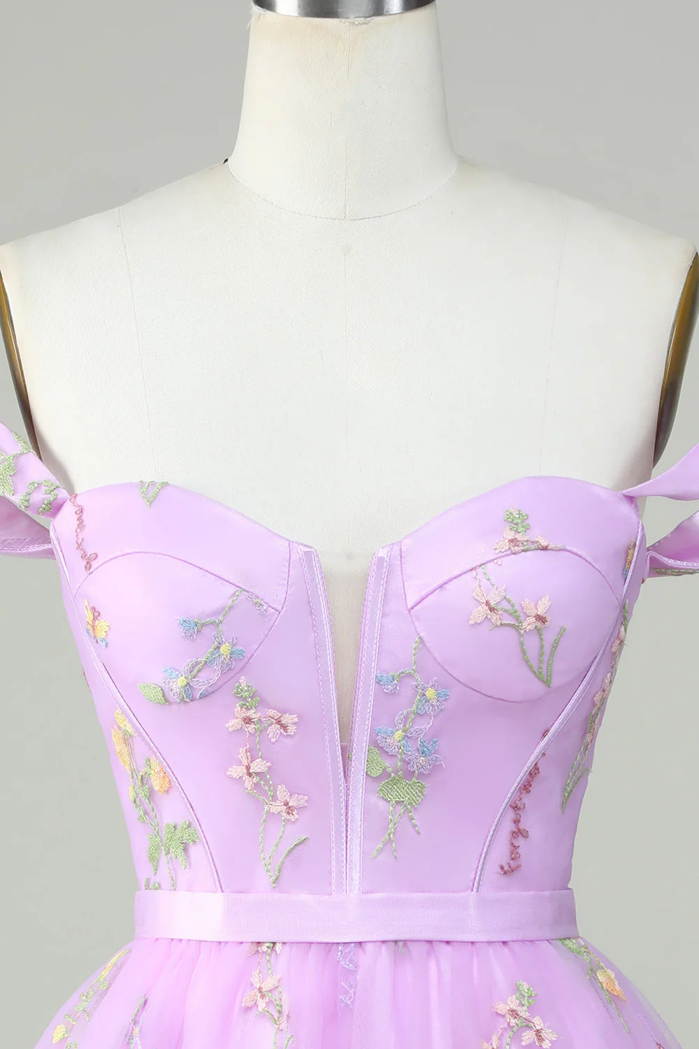 Mignon A Line Sweetheart Purple Robe courte de Cocktail avec broderie - Image 4