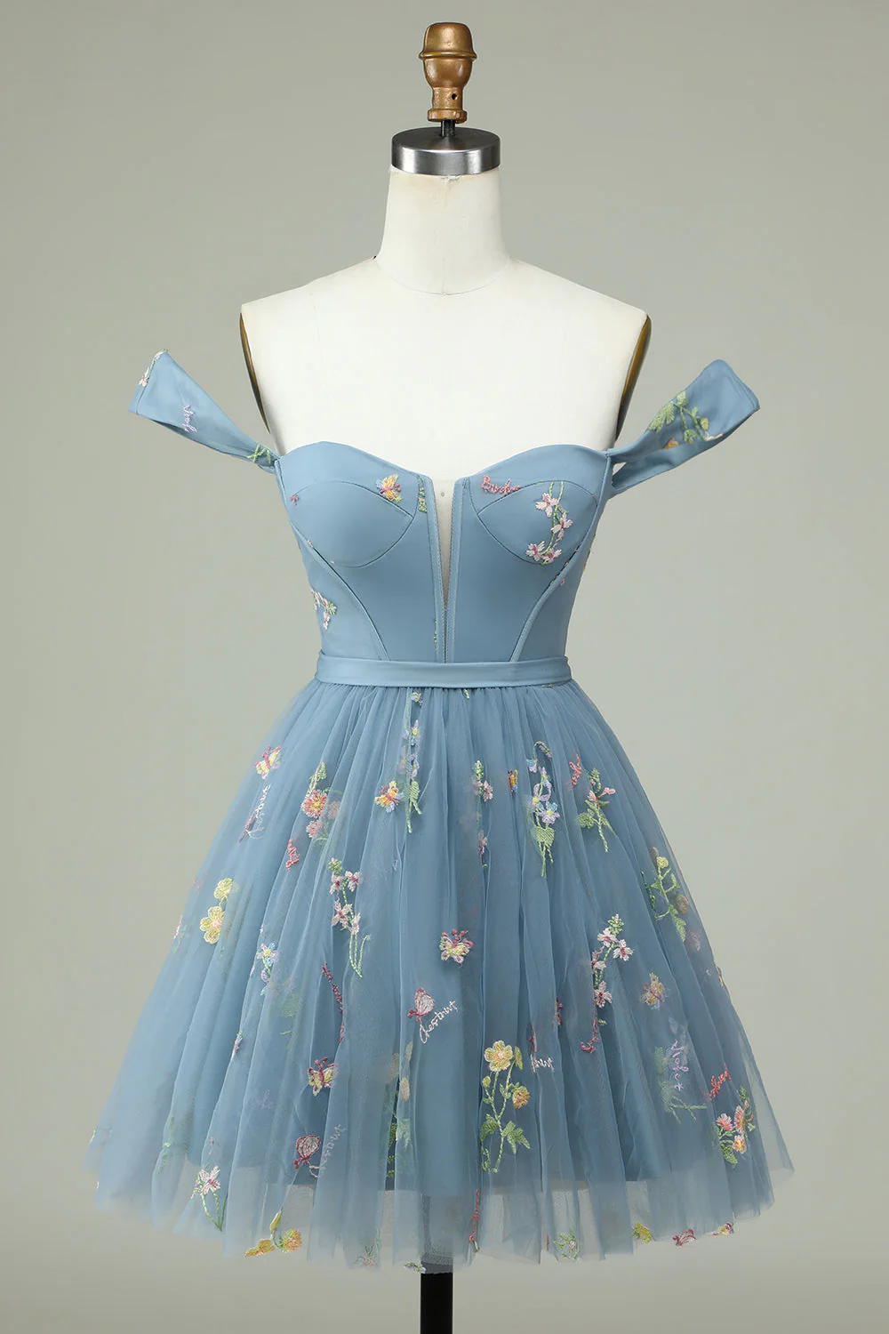 Mignon Une ligne de l’épaule Corset noir Robe de cocktail avec broderie - Image 6