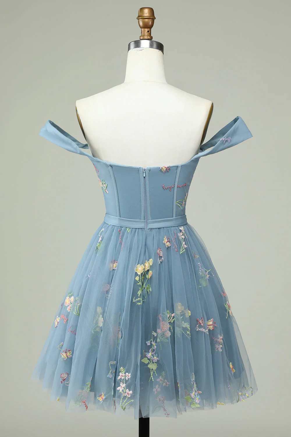 Mignon Une ligne de l’épaule Corset noir Robe de cocktail avec broderie - Image 7