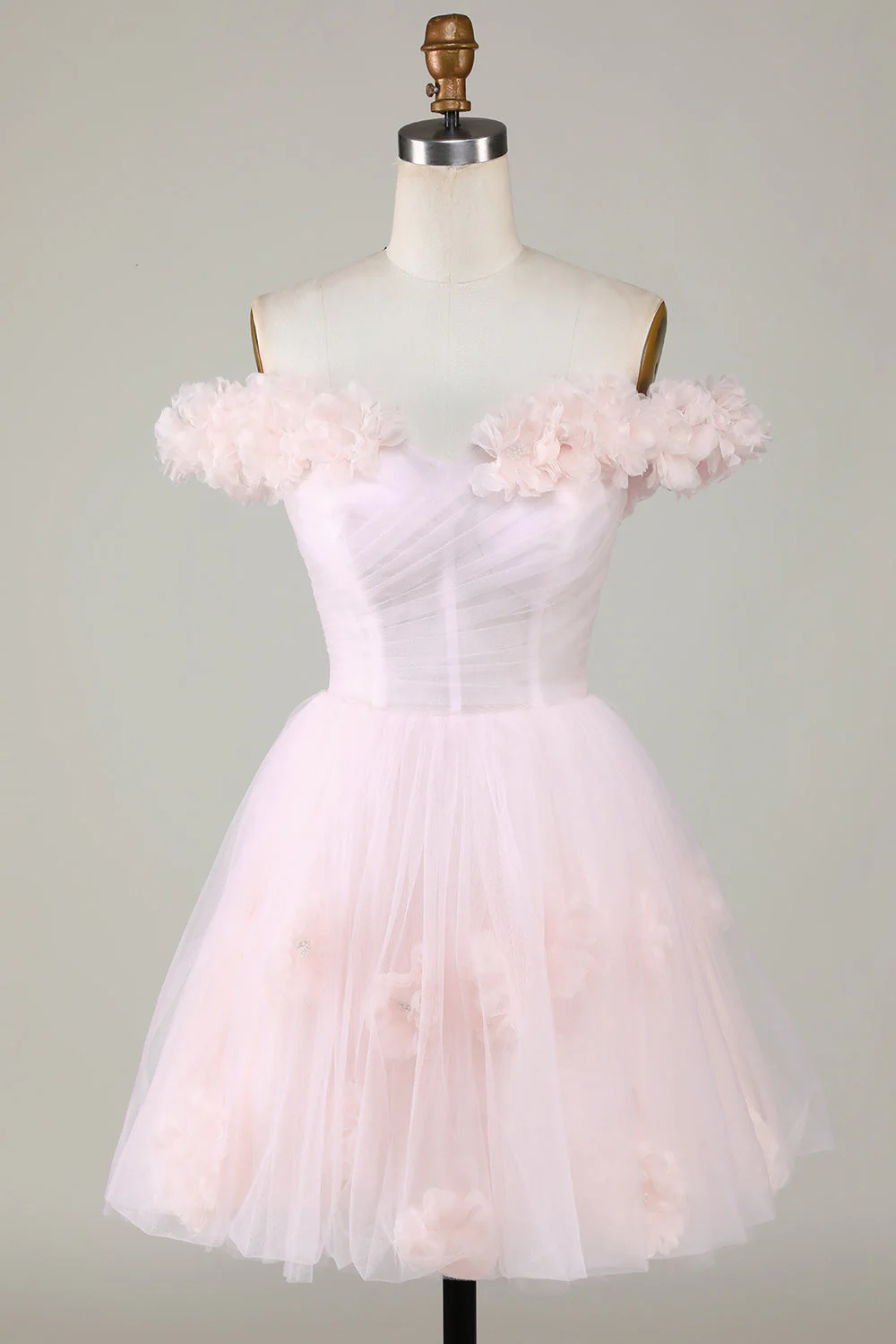 Mignon Une ligne de l’épaule Rose Robe courte de cocktail à la maison avec des fleurs
