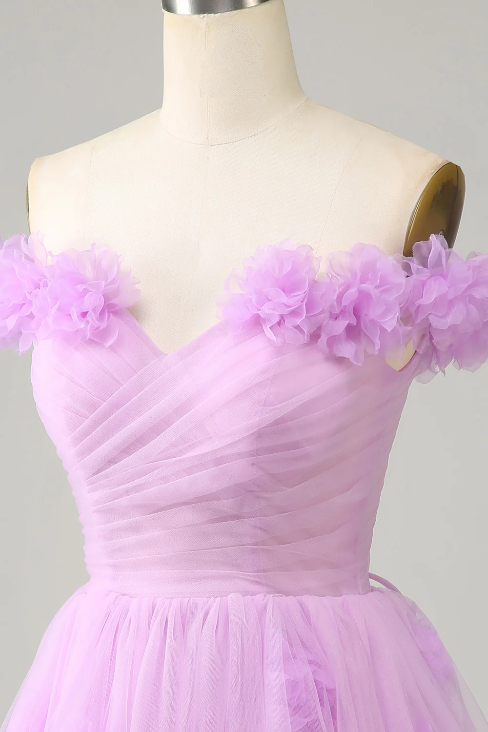 Mignon Une ligne de l’épaule Rose Robe courte de cocktail à la maison avec des fleurs - Image 11