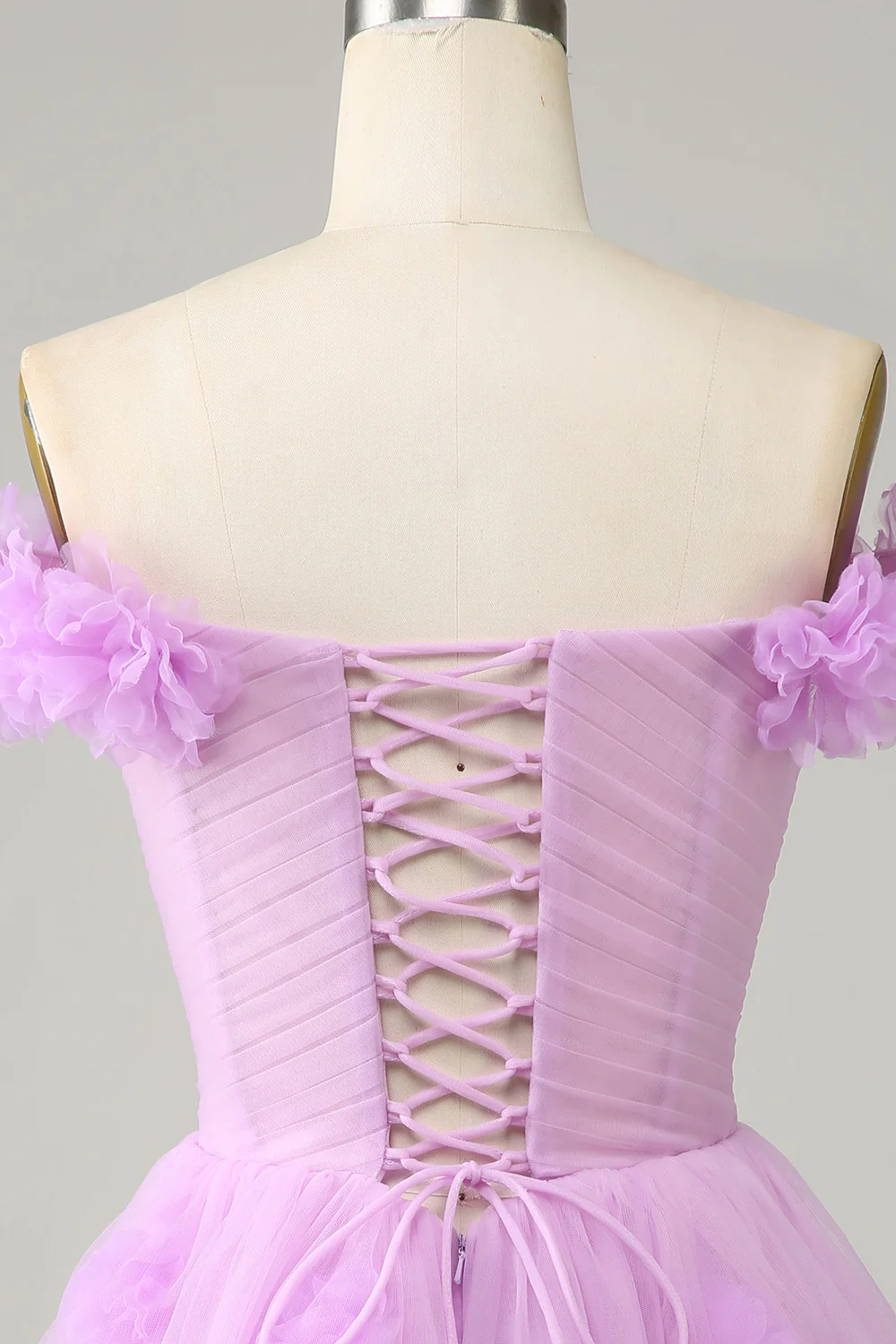 Mignon Une ligne de l’épaule Rose Robe courte de cocktail à la maison avec des fleurs - Image 12
