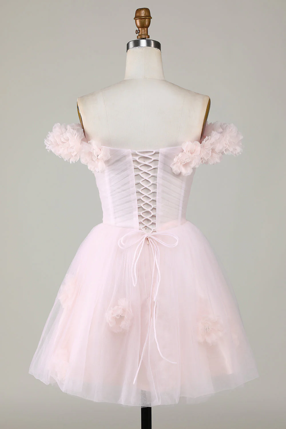 Mignon Une ligne de l’épaule Rose Robe courte de cocktail à la maison avec des fleurs - Image 2
