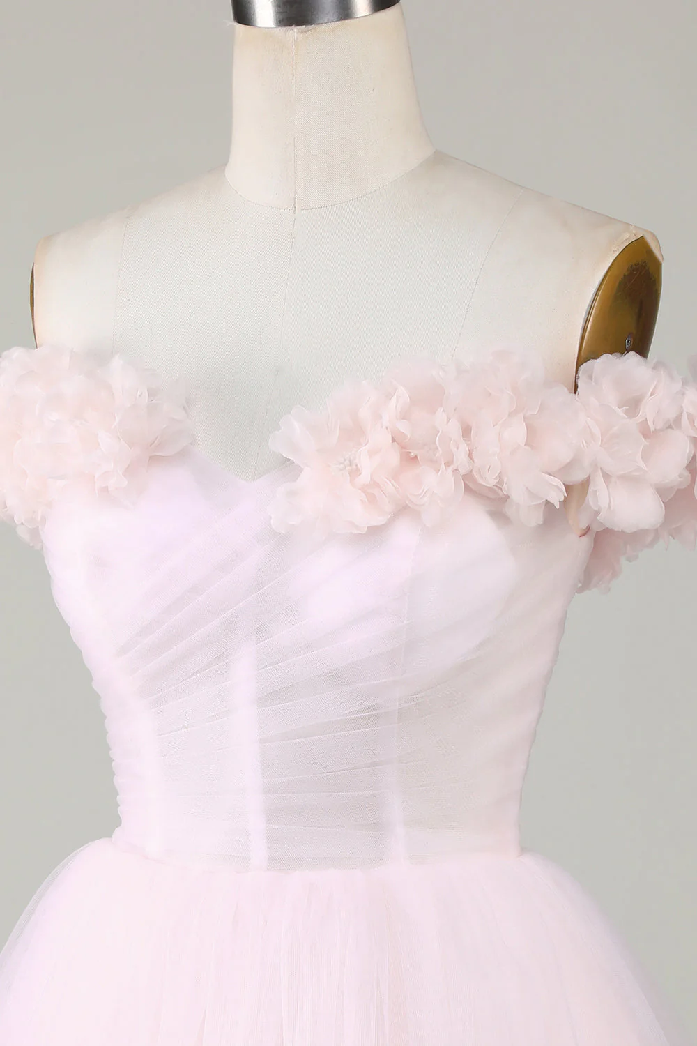 Mignon Une ligne de l’épaule Rose Robe courte de cocktail à la maison avec des fleurs - Image 5