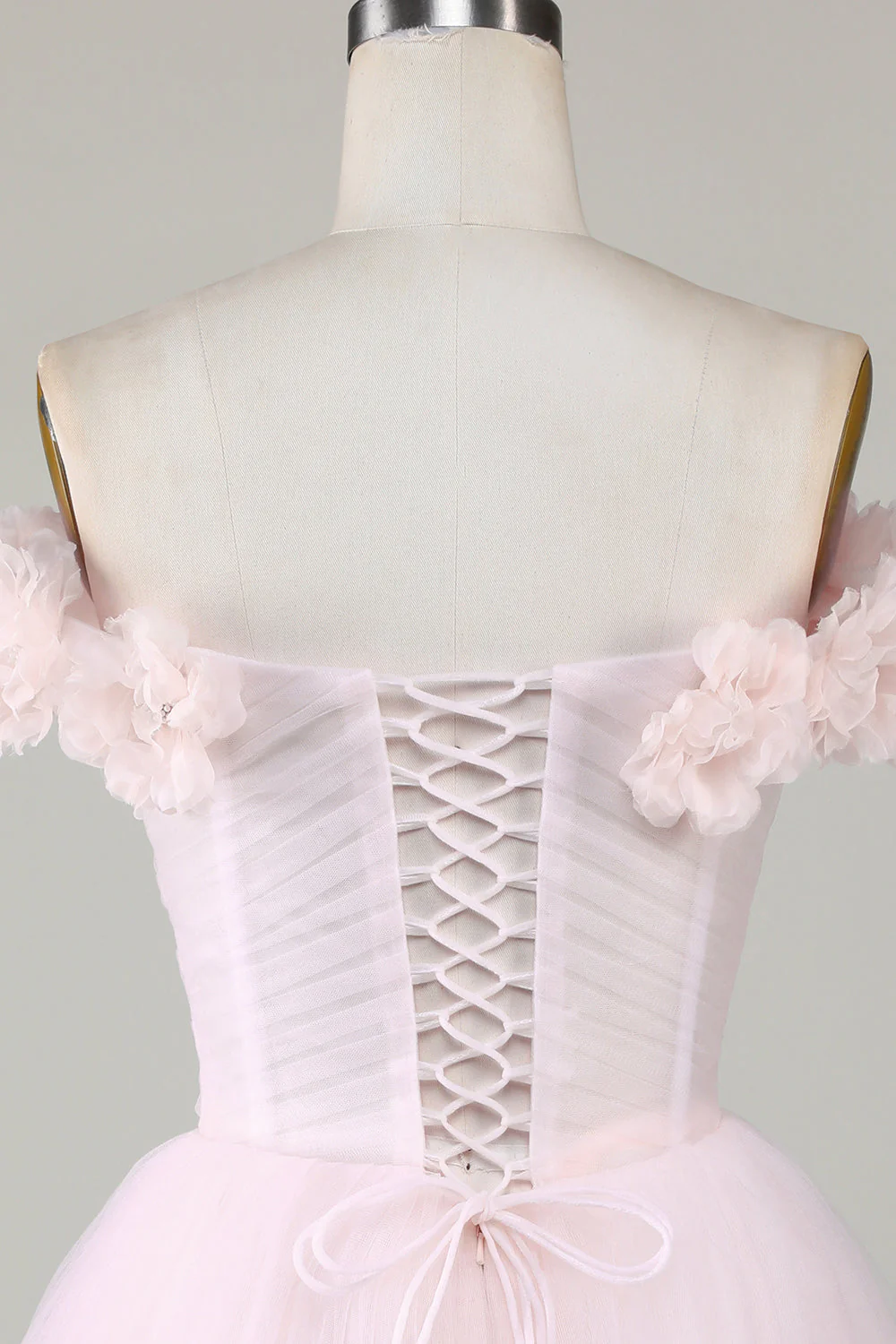 Mignon Une ligne de l’épaule Rose Robe courte de cocktail à la maison avec des fleurs - Image 6