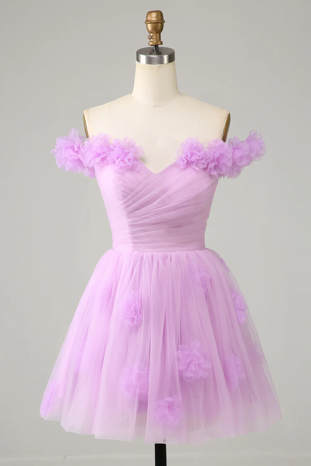 Mignon Une ligne de l’épaule Rose Robe courte de cocktail à la maison avec des fleurs - Image 7