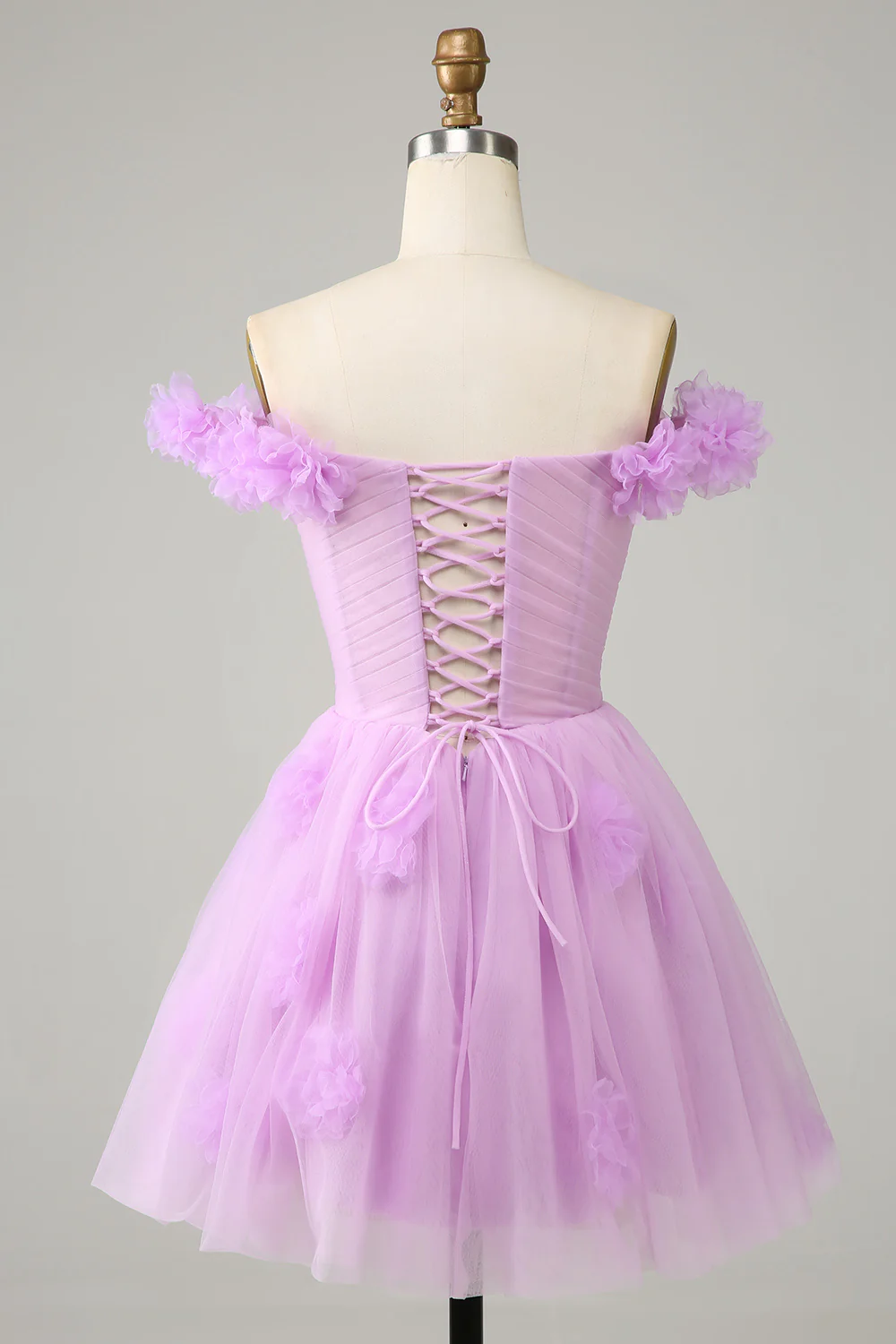 Mignon Une ligne de l’épaule Rose Robe courte de cocktail à la maison avec des fleurs - Image 8