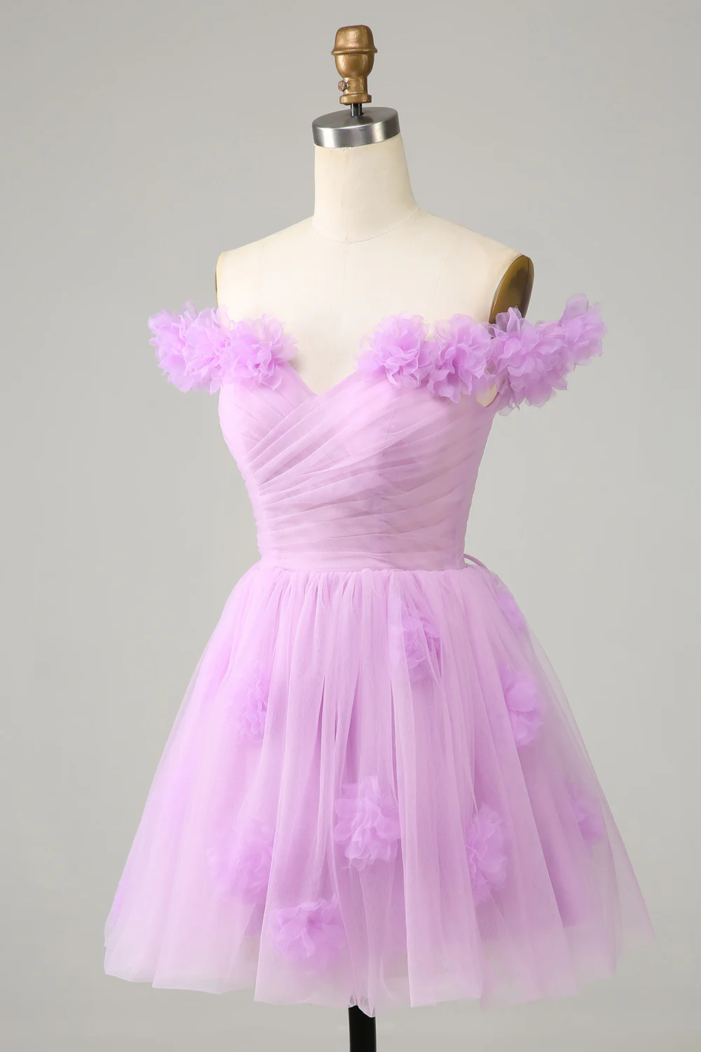 Mignon Une ligne de l’épaule Rose Robe courte de cocktail à la maison avec des fleurs - Image 9
