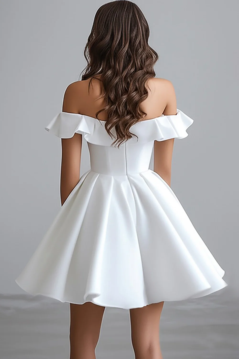 Mini robe blanche à épaules dénudées - Image 2