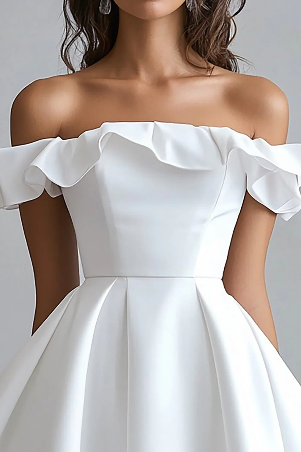Mini robe blanche à épaules dénudées - Image 3