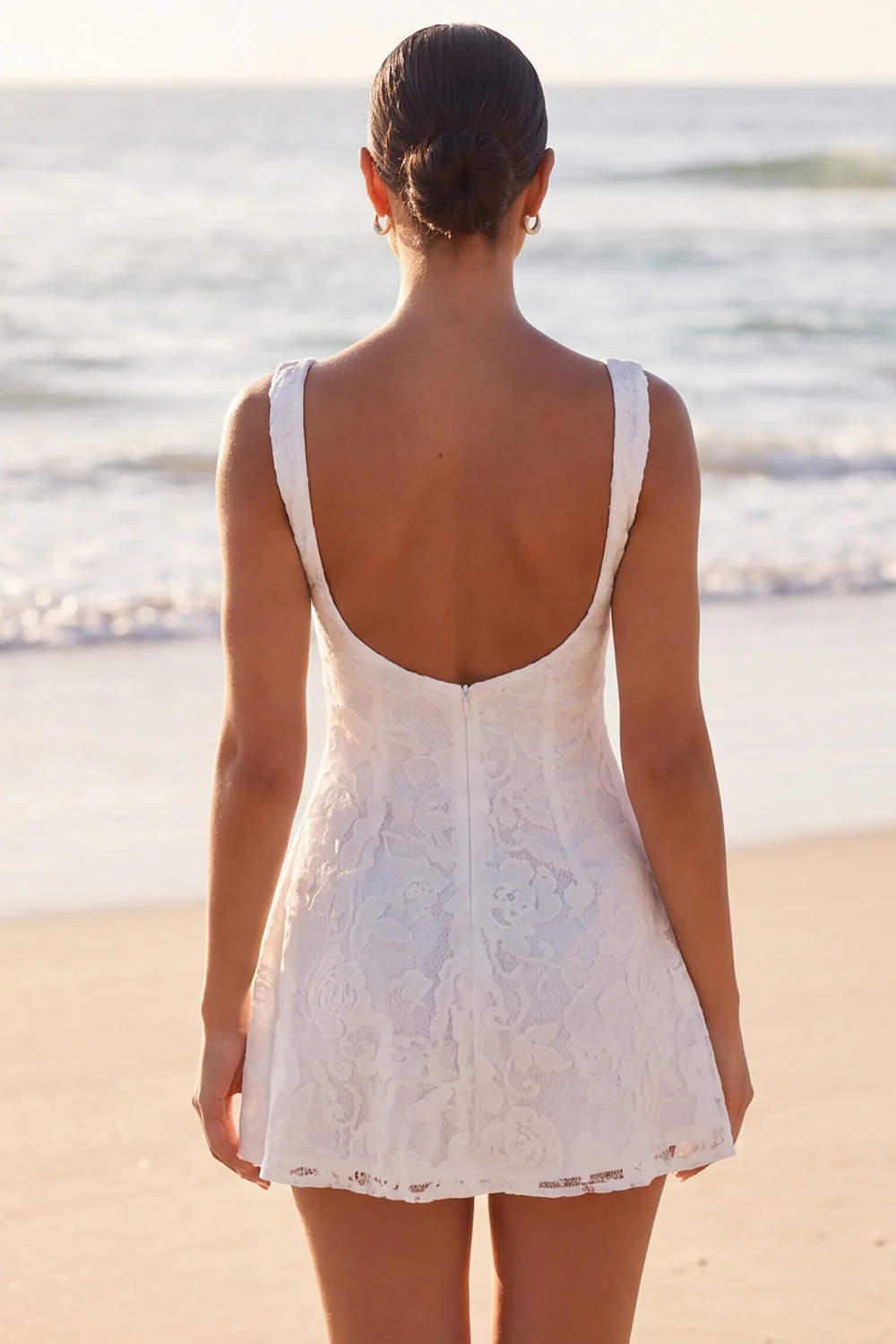 Mini robe en dentelle corset ivoire A Line - Image 2
