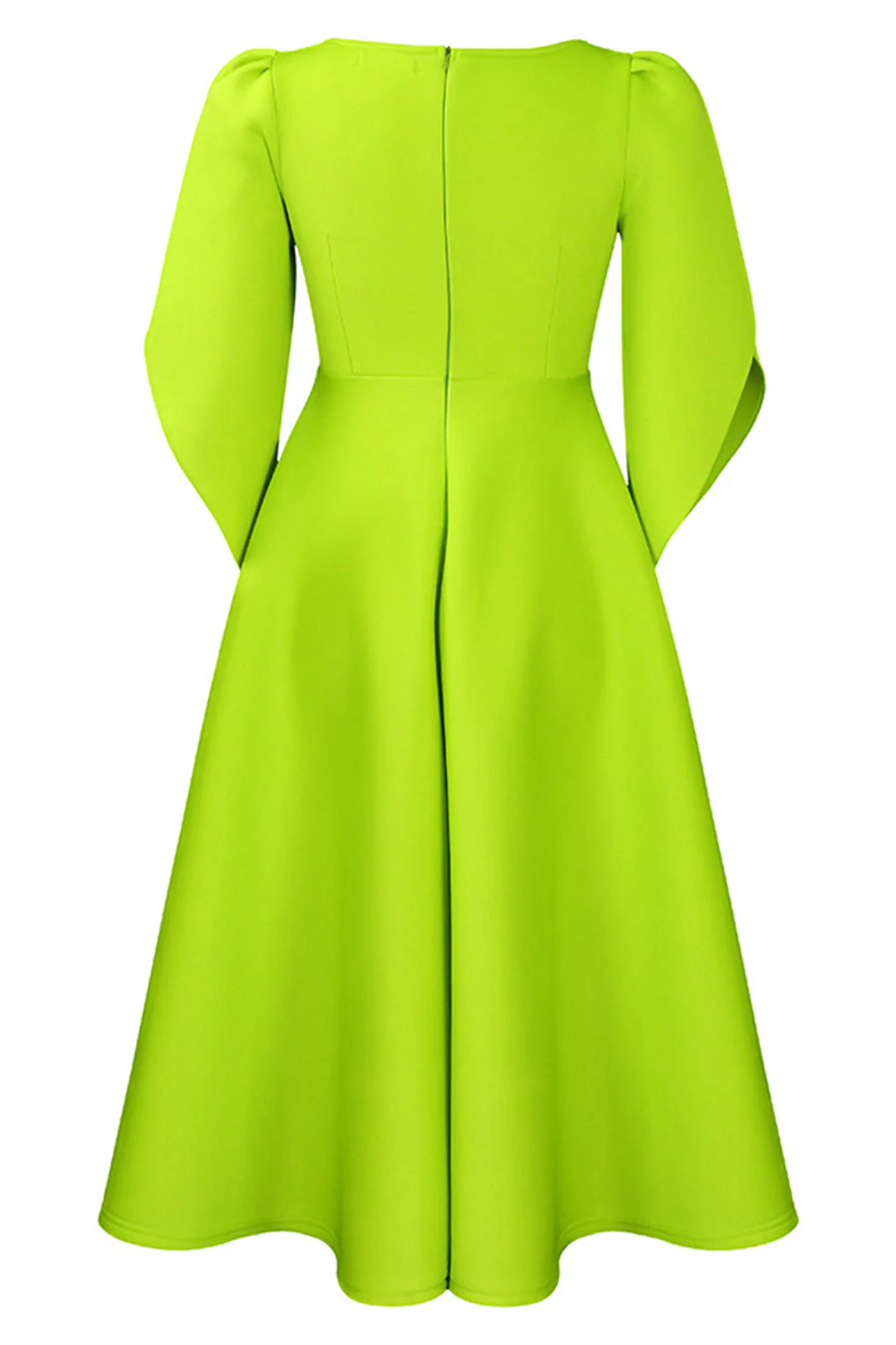 Mode Élégant Bleu Royal Une Ligne Solide Swing Robe avec Demi-Manches - Image 5