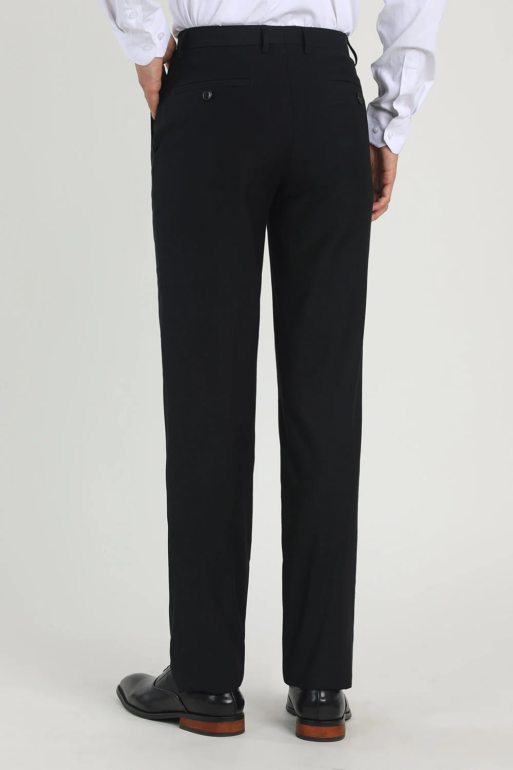 Noir High Waisted Suit Pantalon Hommes pour Mariage - Image 3