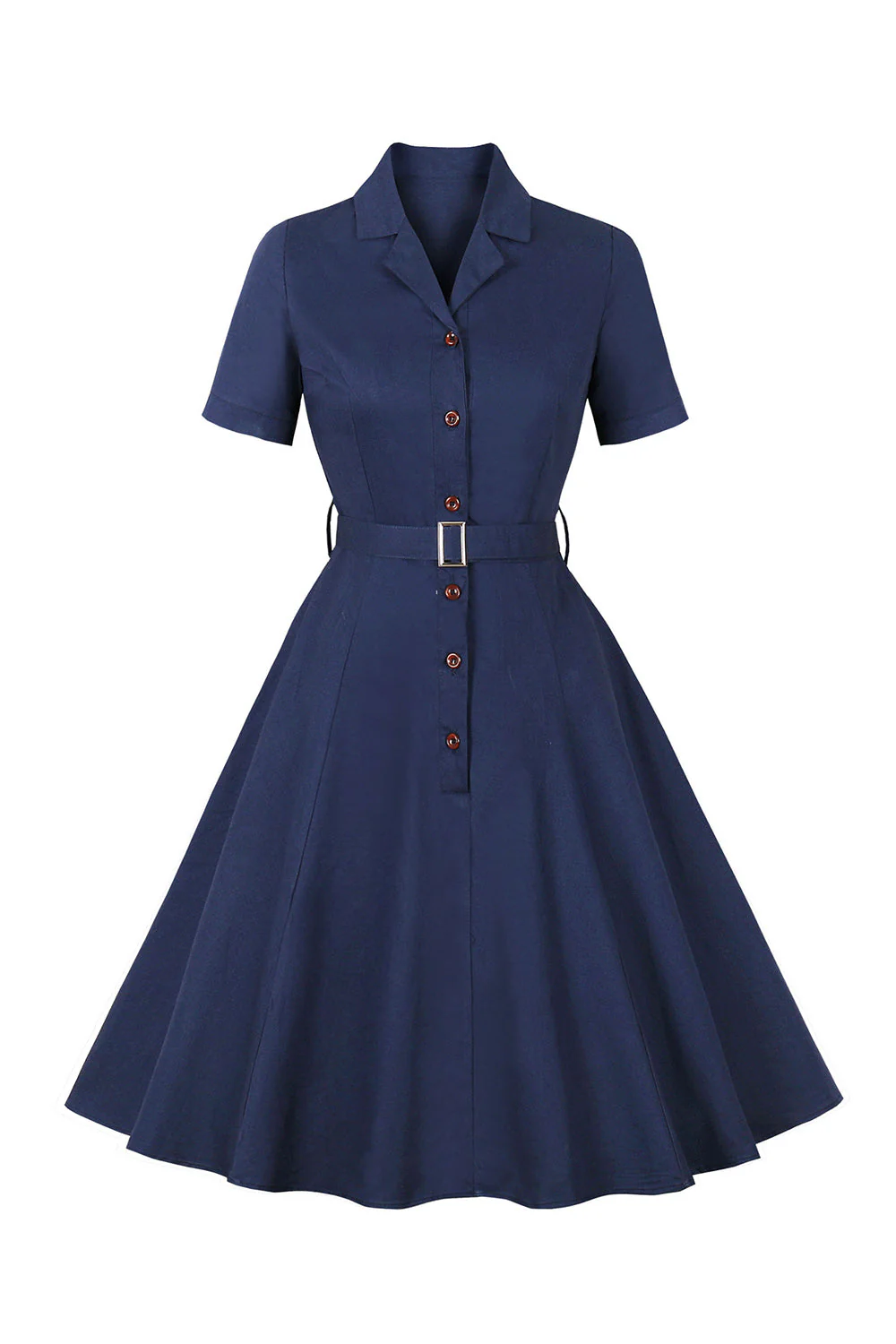 Navy Short Sleeves Button 1950s Robe - Image 2