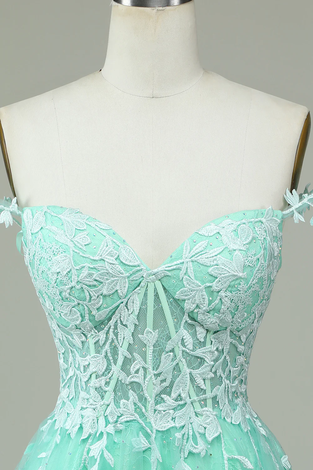 Navy Spaghetti Straps Robe courte de retour à la maison avec appliques - Image 16