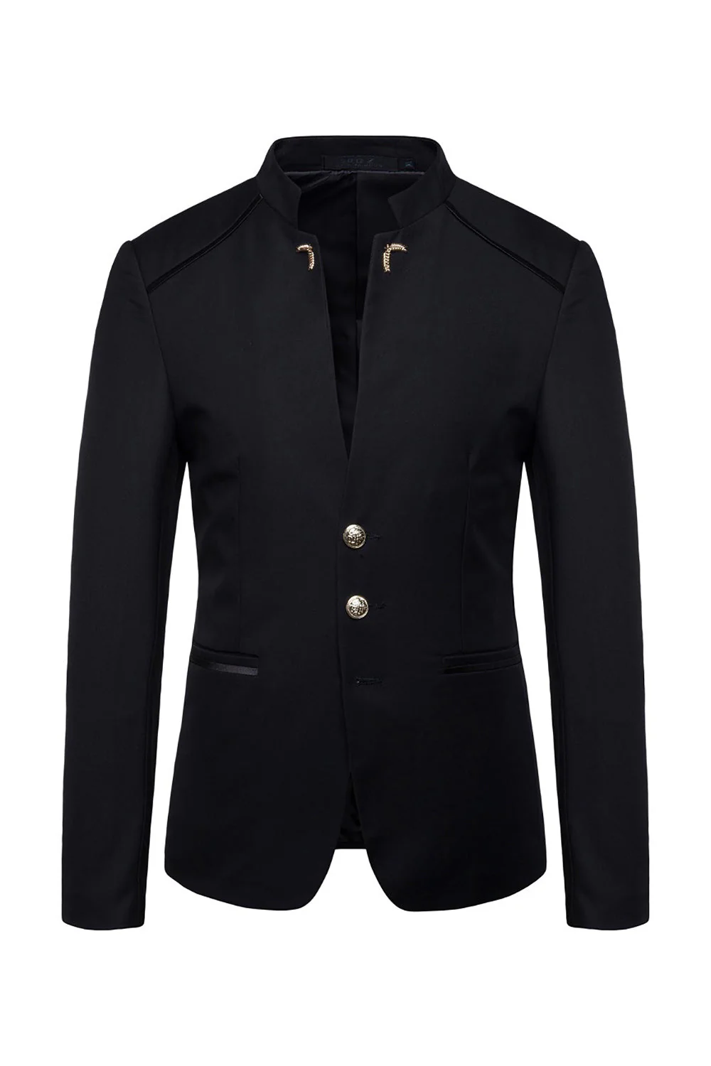 Blazer homme bleu marine à col mao et boutonnage simple - Image 4