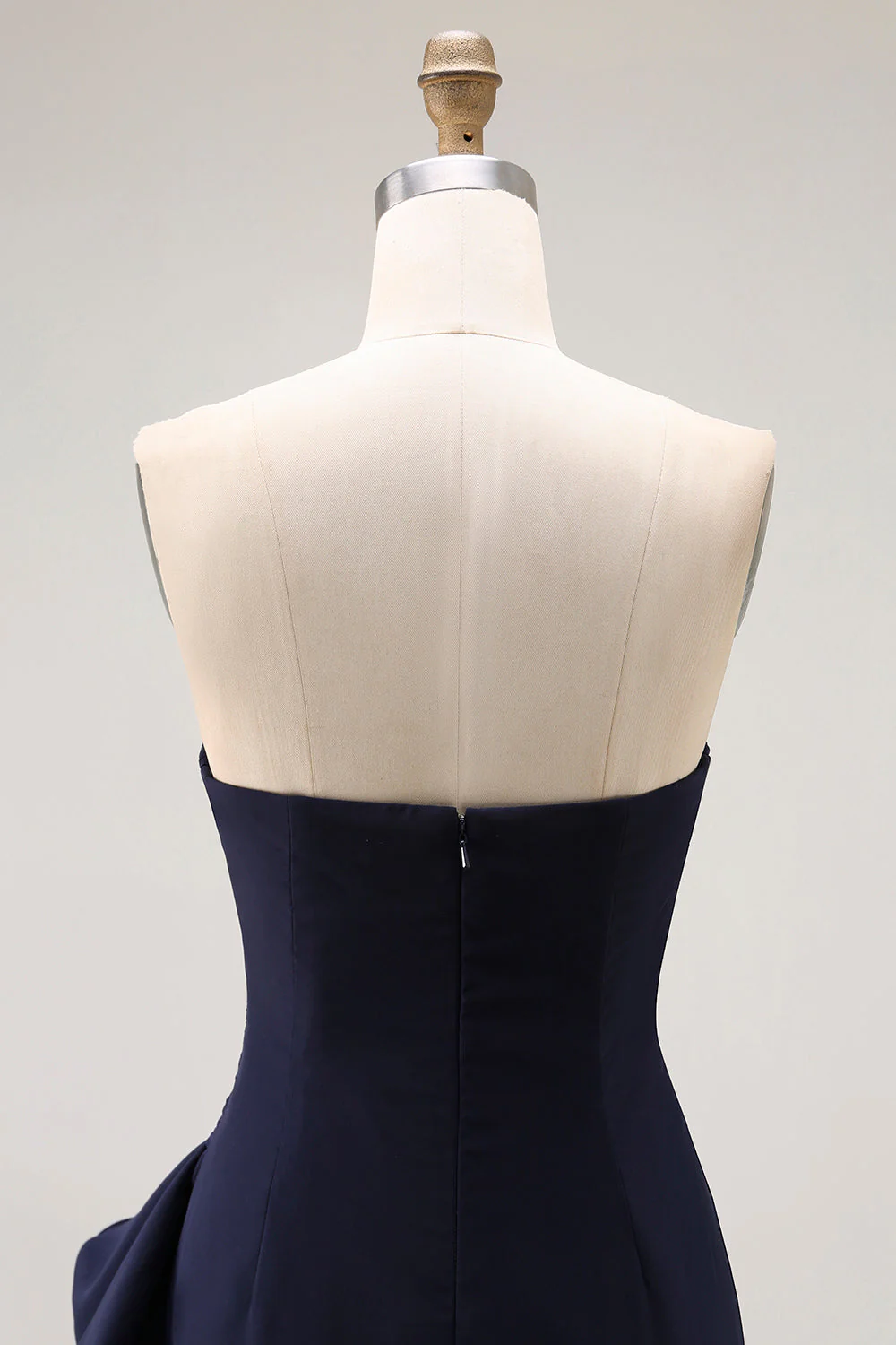 Navy Sweetheart Robe de bal plissée ligne avec ceinture à volants - Image 7