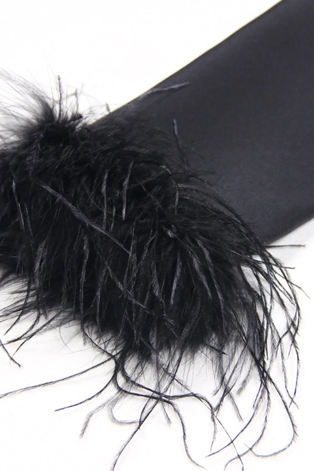 Costume pour soirée femme 2 pièces noir blazer court à revers pointu avec plume - Image 6