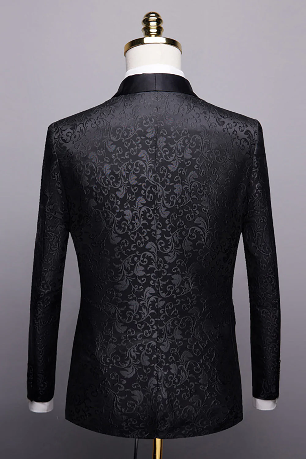 Noir 2 Pièces Jacquard Costumes de Mariage Homme - Image 3