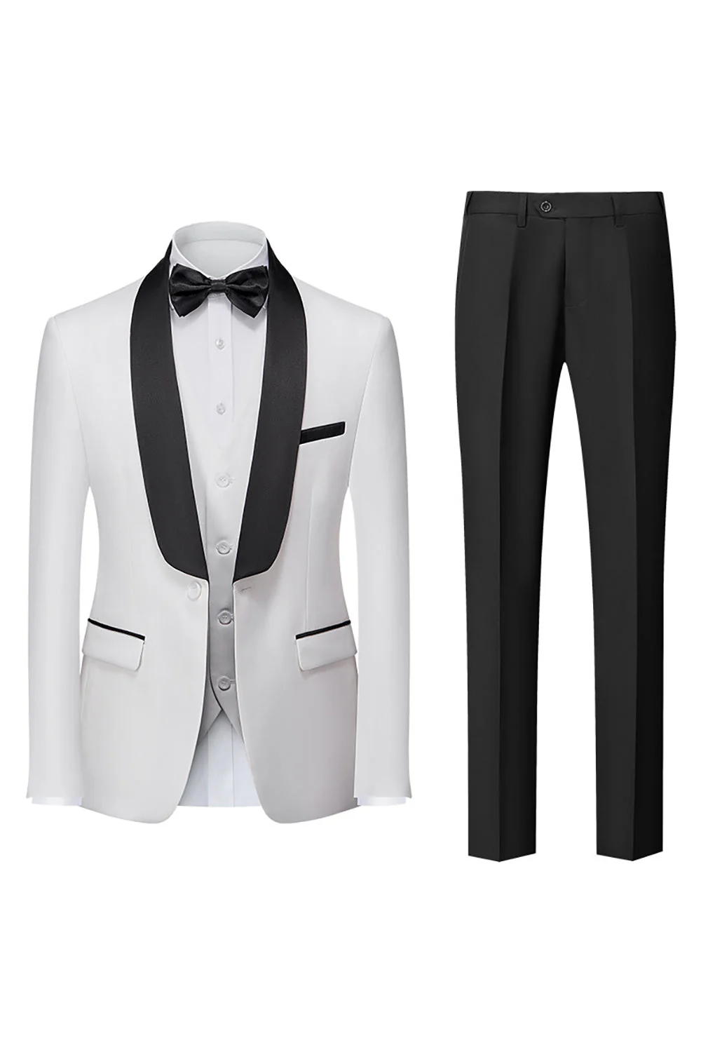 Costume homme noir 3 pièces à revers châle - Image 12