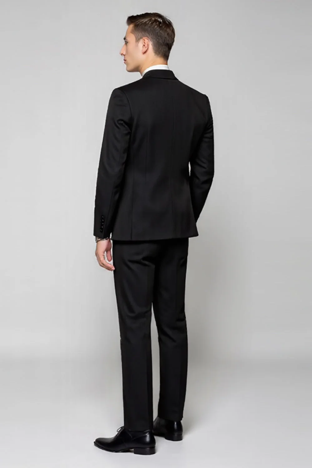Noir 3 pièces à revers cranté simple boutonnage costume formel pour hommes - Image 2