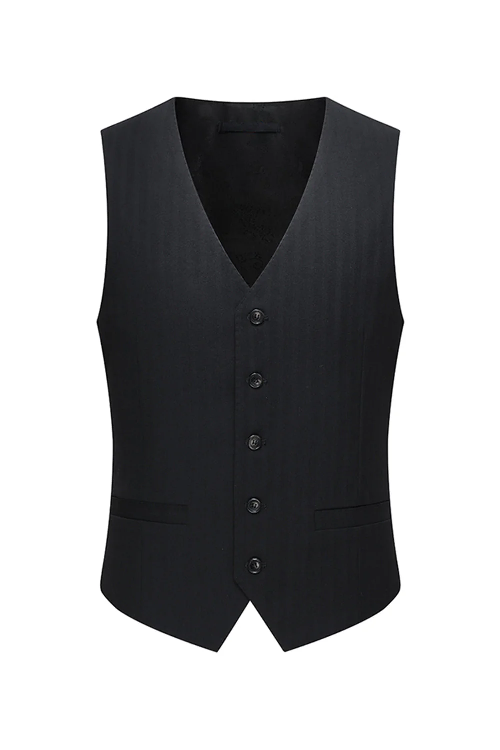 Costume d'affaires homme 3 pièces noir à revers pointe et double boutonnage - Image 5