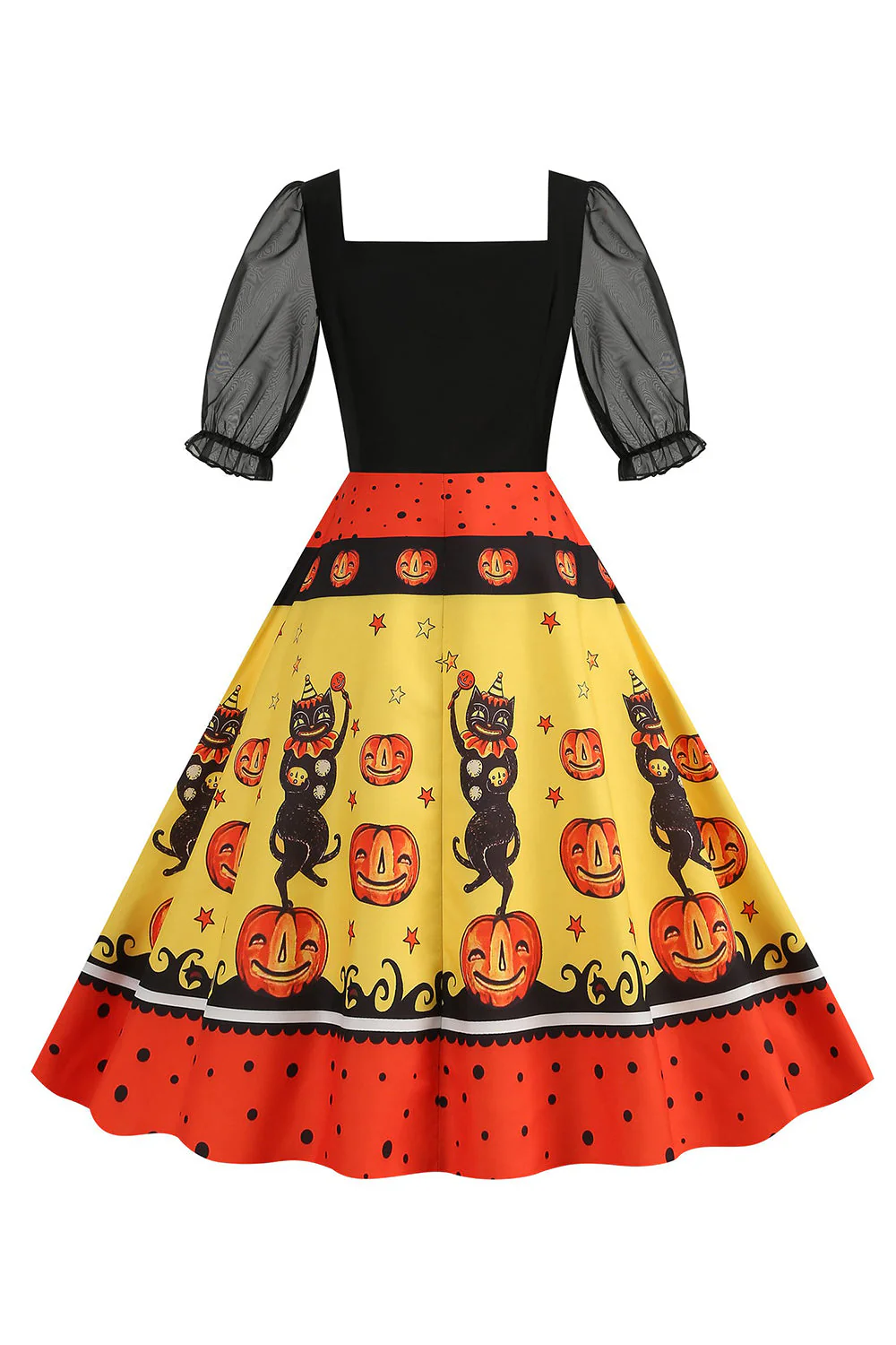Noir A Line Halloween Robe Vintage Imprimée - Image 10