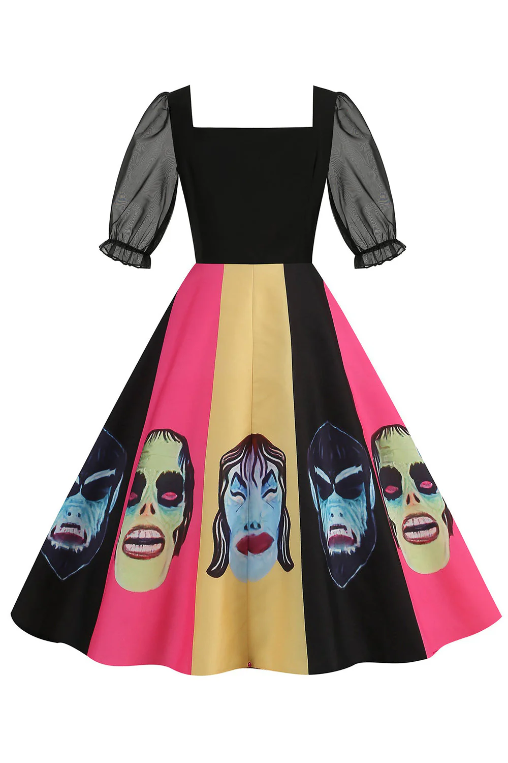 Noir A Line Halloween Robe Vintage Imprimée - Image 14