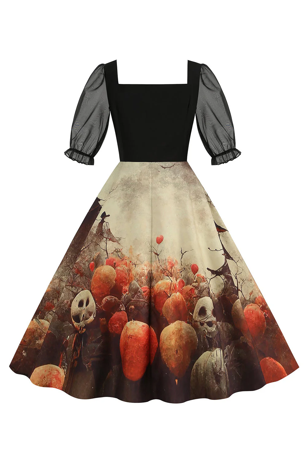 Noir A Line Halloween Robe Vintage Imprimée - Image 17