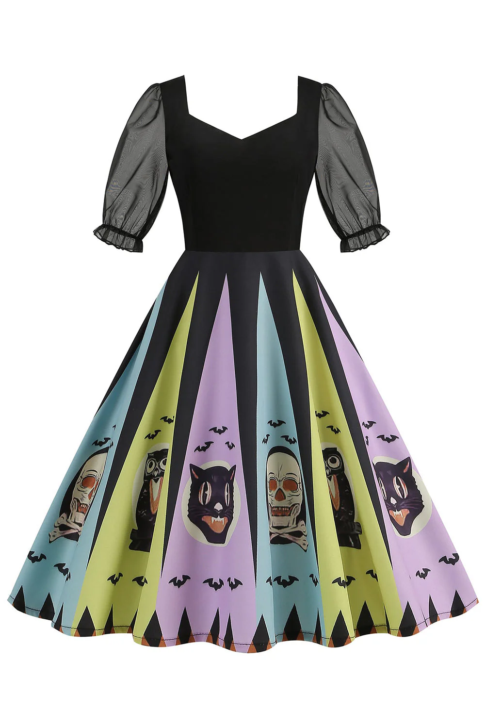 Noir A Line Halloween Robe Vintage Imprimée - Image 18